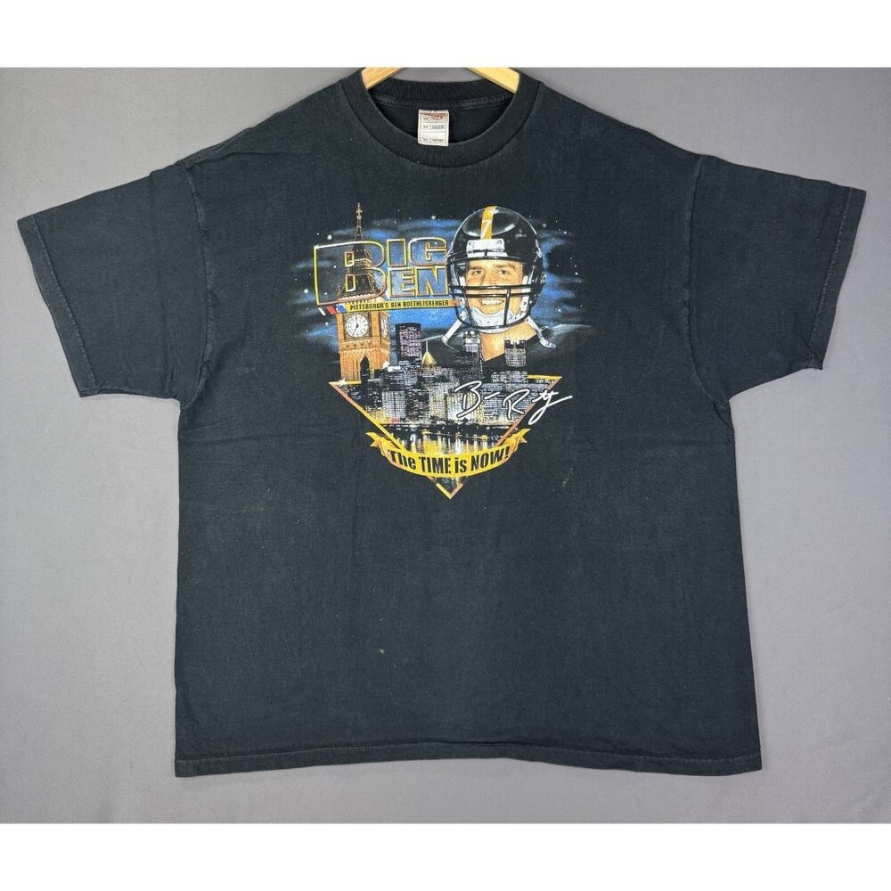 Vintage Y2K Big Ben Roethlisberger Pittsburgh Steelers Football NFL Black 2XL